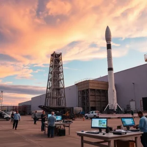 Aerospace facility in Huntsville with employees engaged in work
