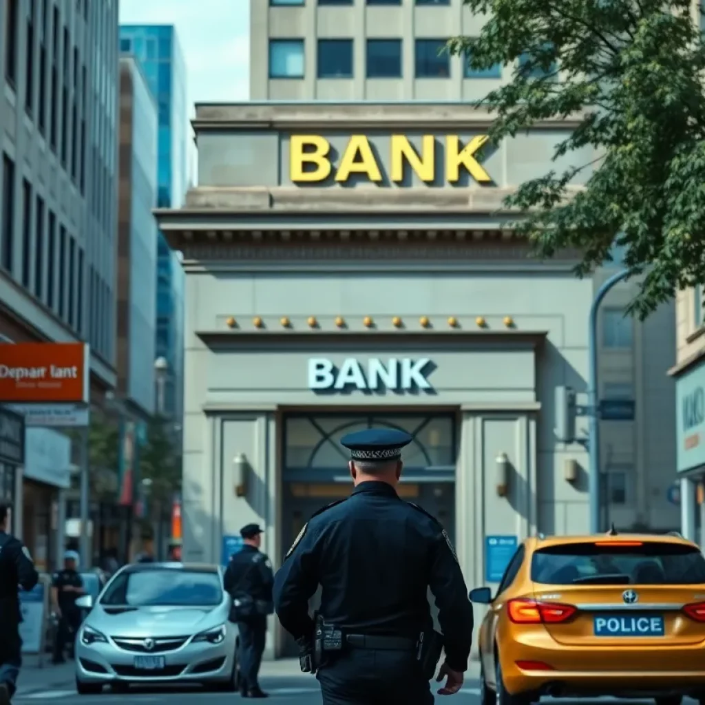 Scene of a bank robbery in Huntsville Alabama