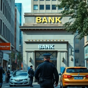 Scene of a bank robbery in Huntsville Alabama