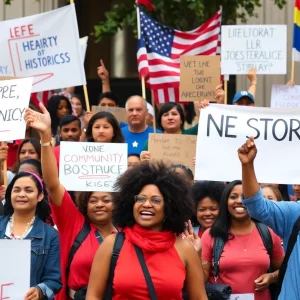 Community members celebrating a historic election victory in Huntsville.