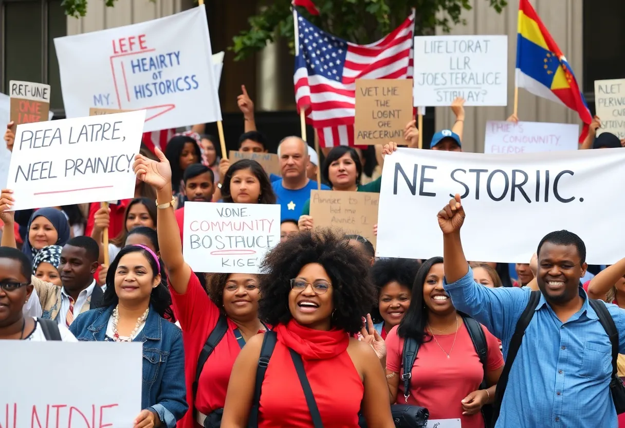 Community members celebrating a historic election victory in Huntsville.