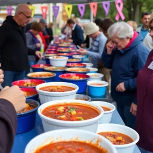 Community members participating in Huntsville's chili cookoff.
