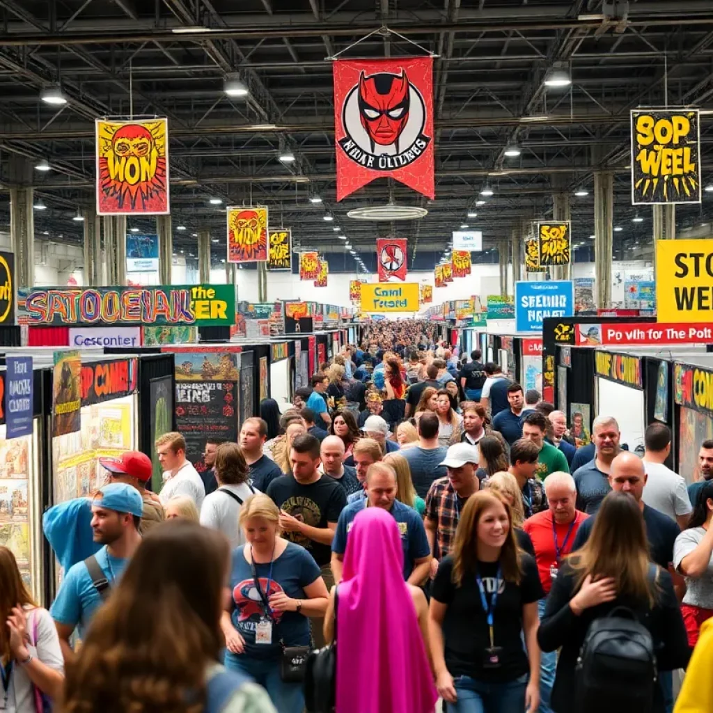 Crowd at Huntsville Comic & Pop Culture Expo in colorful costumes