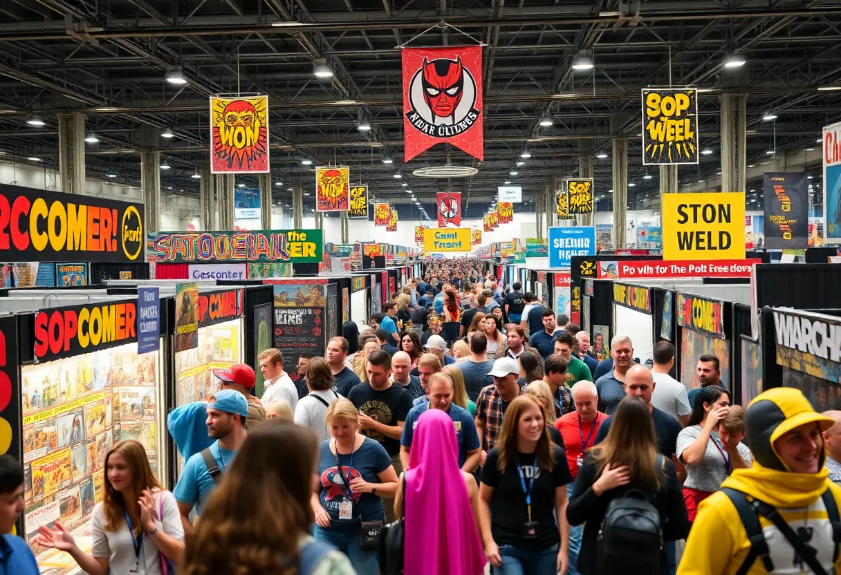 Crowd at Huntsville Comic & Pop Culture Expo in colorful costumes