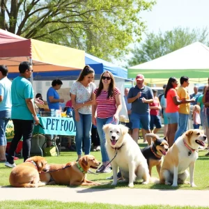 Families with pets at Huntsville community event