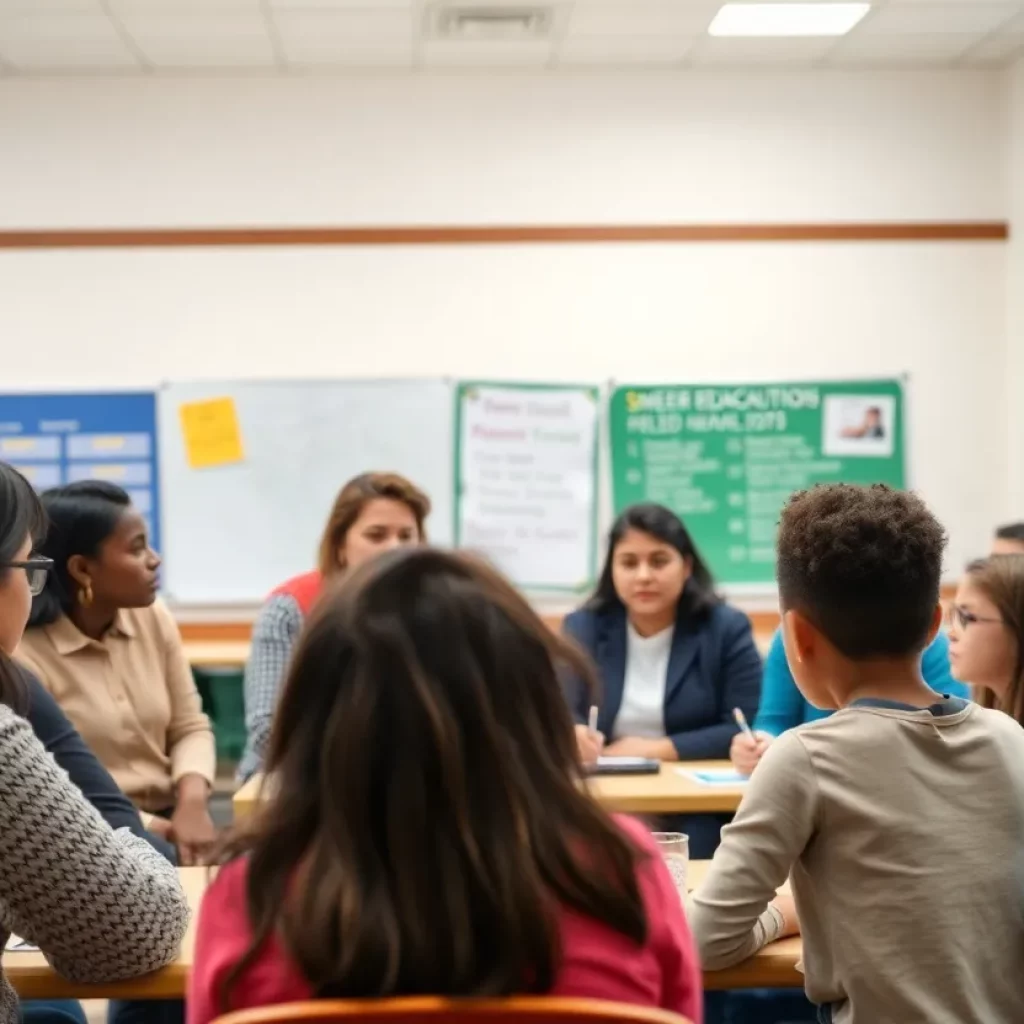 Community meeting discussing the impact of school closure