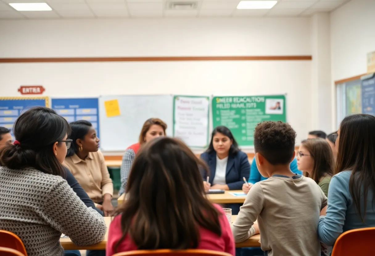 Community meeting discussing the impact of school closure