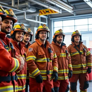 Firefighters working together in the Huntsville Fire Department