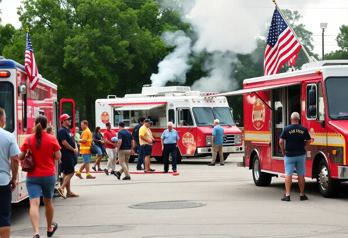Fire crews responding to a food truck fire in Huntsville
