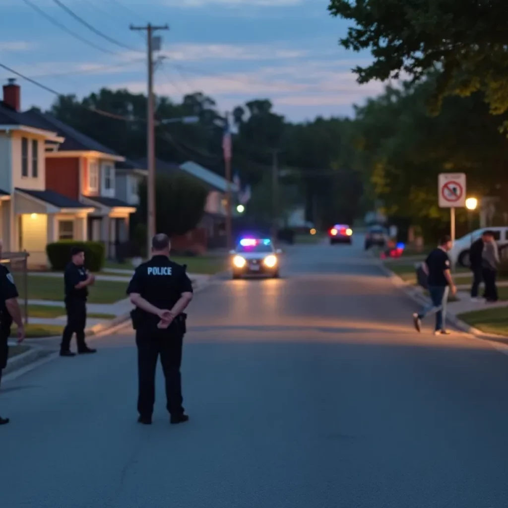 Police presence in a Huntsville neighborhood after a shooting incident.