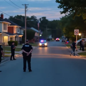 Police presence in a Huntsville neighborhood after a shooting incident.