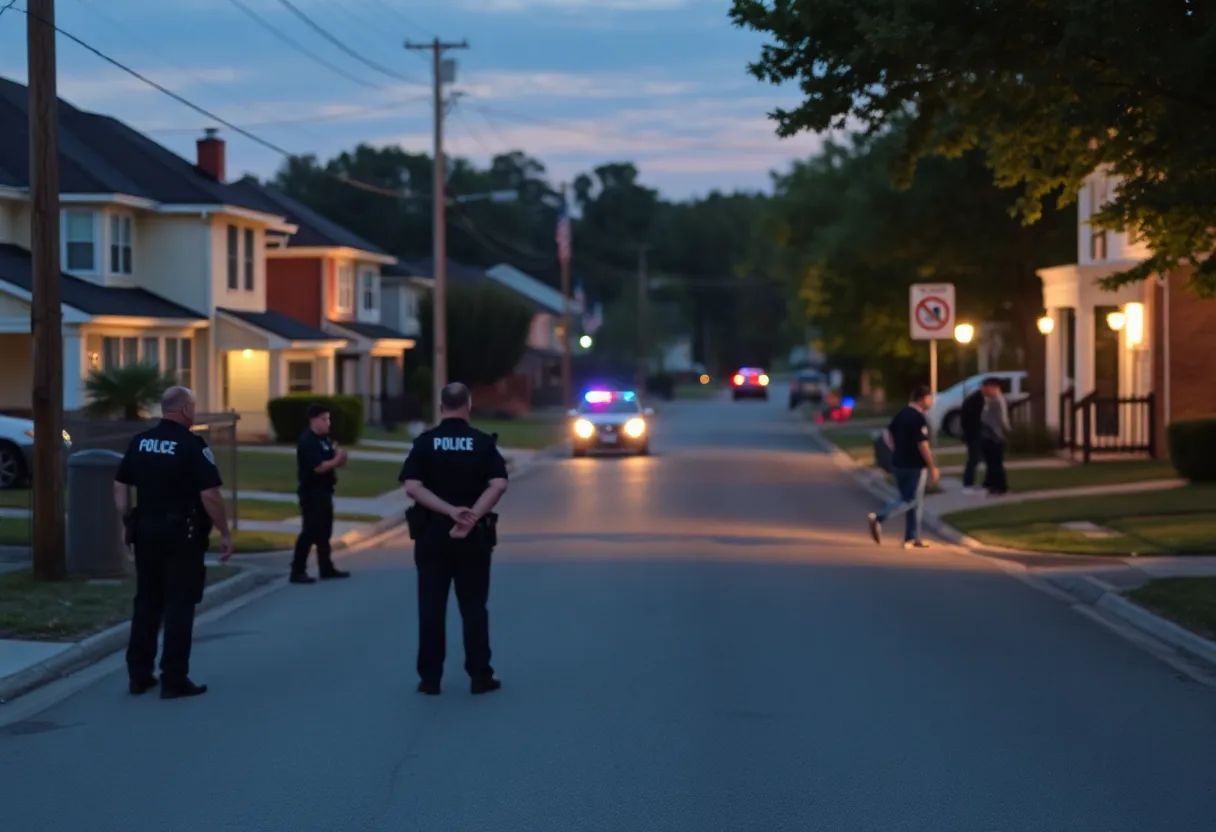 Police presence in a Huntsville neighborhood after a shooting incident.