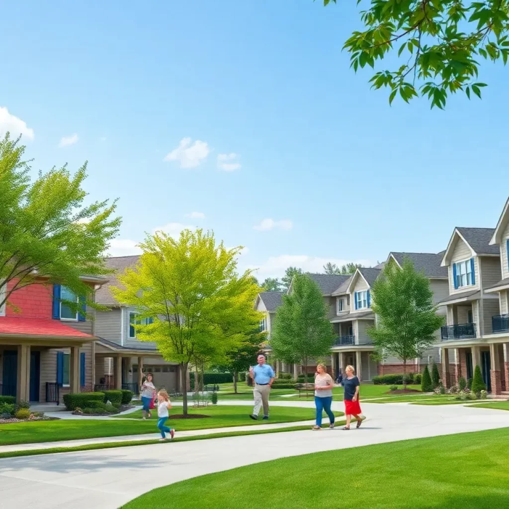 A beautiful neighborhood in Huntsville showing modern homes.
