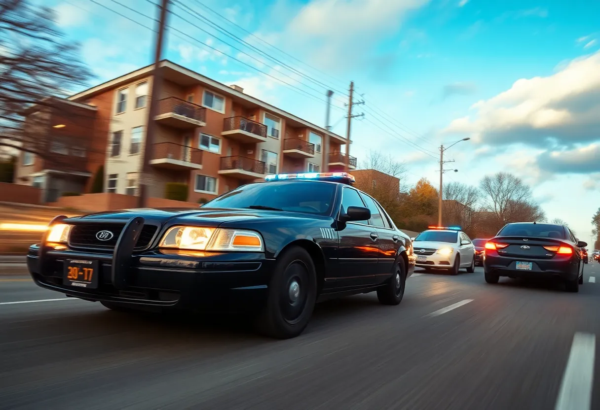 Police chase on suburban street in Huntsville