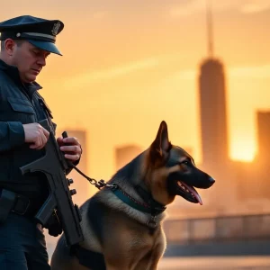 Police officers and K-9 unit on duty in Huntsville