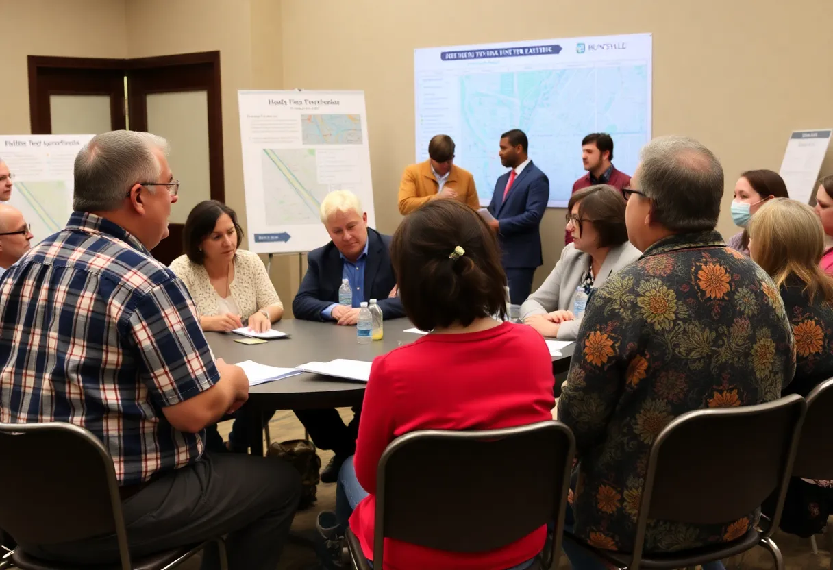 Residents engaging in a transportation planning meeting in Huntsville.
