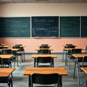 Abandoned classroom in a private school