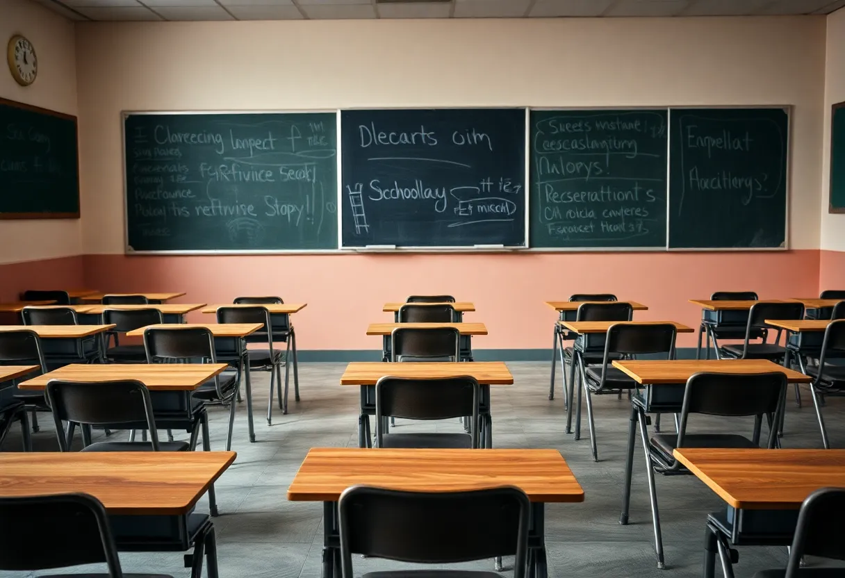 Abandoned classroom in a private school