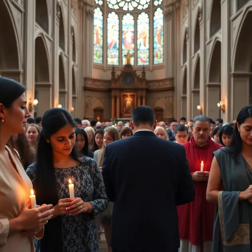 Attendees gather for an interfaith prayer service at the National Cathedral.