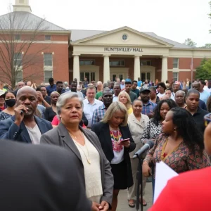Citizens engaging in a legislative forum at Huntsville City Hall