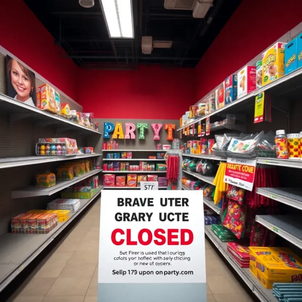 Empty shelves at Party City during closure sale