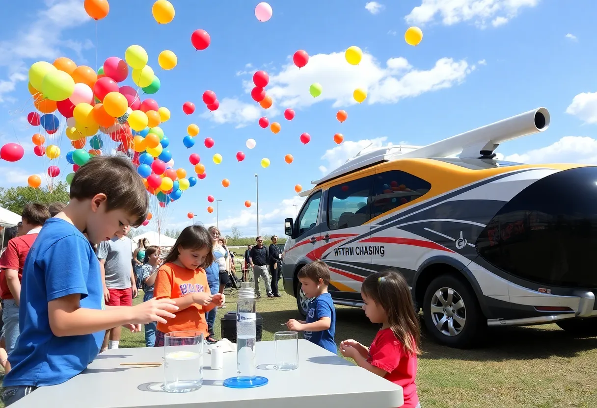 Attendees at the Rocket City Weather Fest engaging in activities