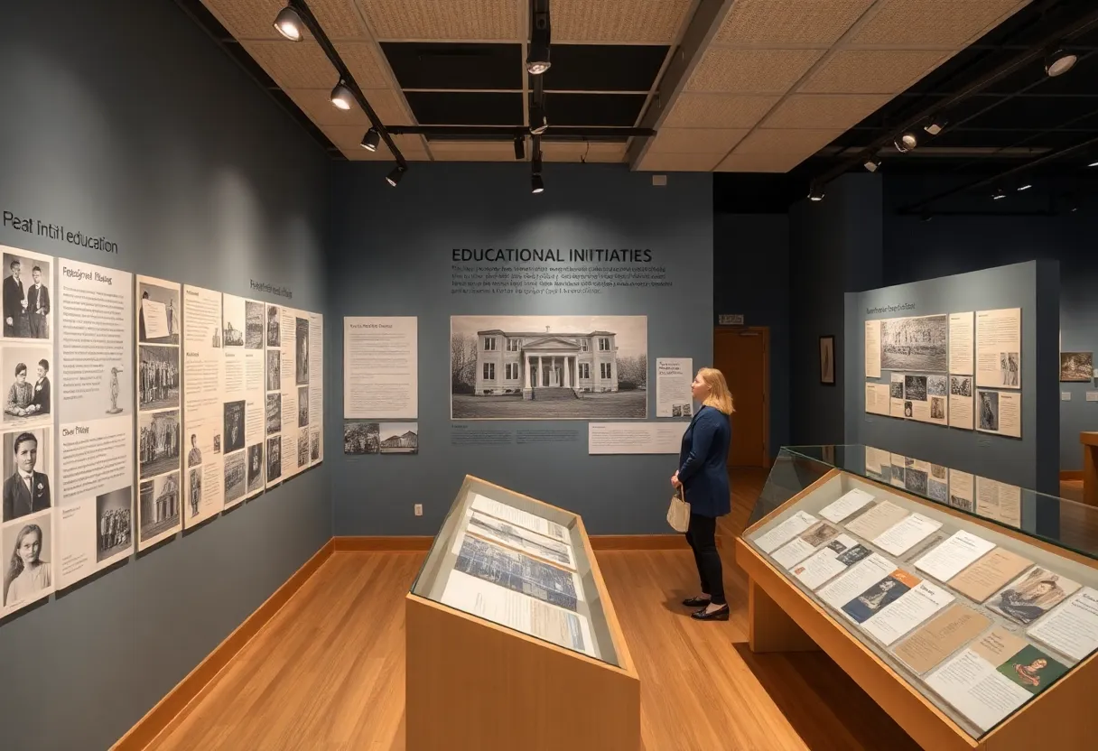 Display of artifacts from the Rosenwald Schools exhibit at Burritt Museum