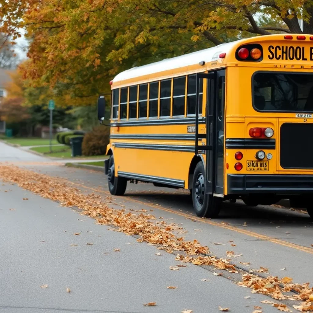 A parked school bus in a neighborhood