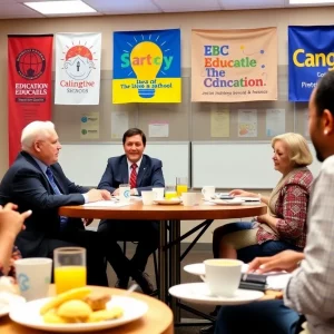 State of Schools breakfast gathering showcasing community leaders in education.