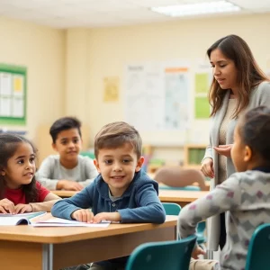 Diverse classroom with students with disabilities engaged in learning.