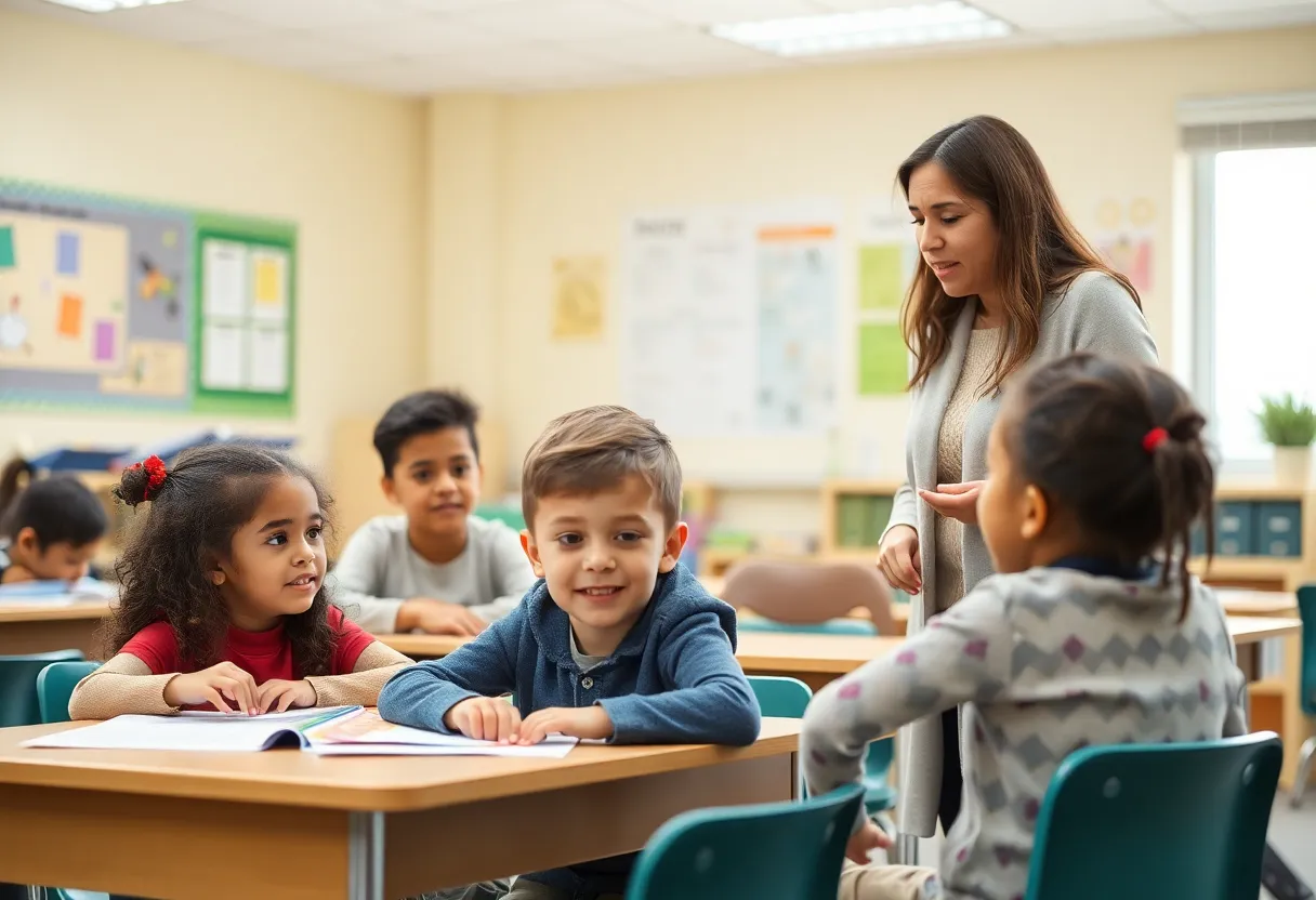 Diverse classroom with students with disabilities engaged in learning.