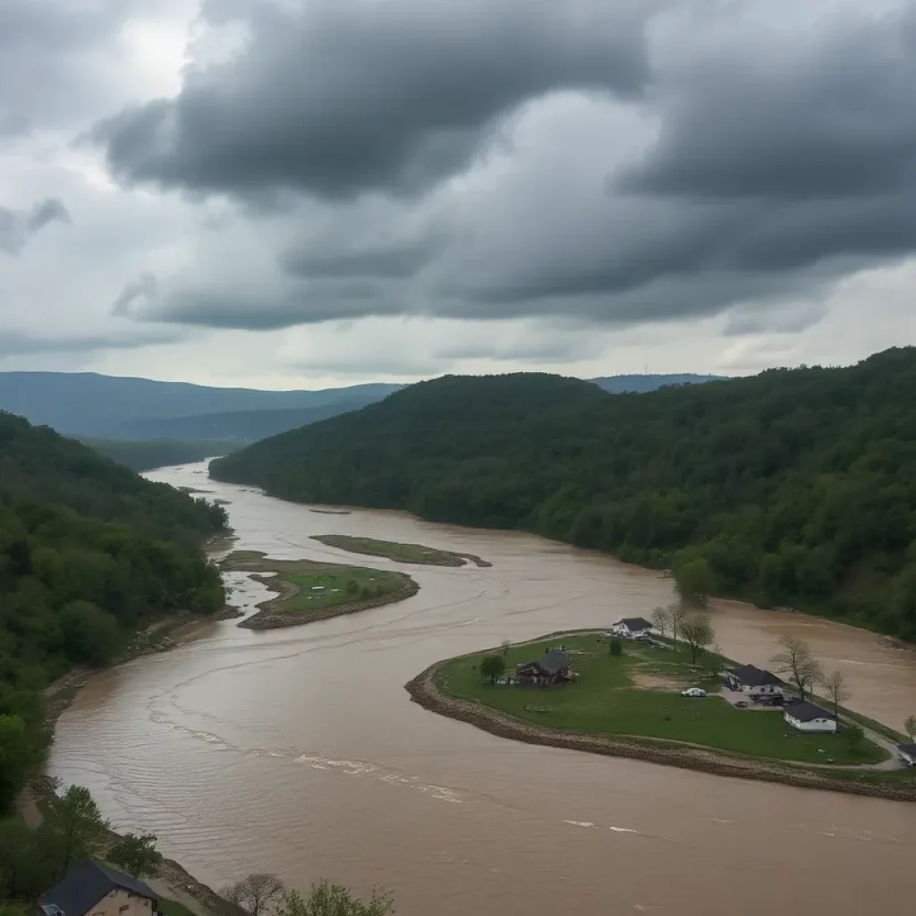 Heavy rainfall in Tennessee Valley causing potential flooding