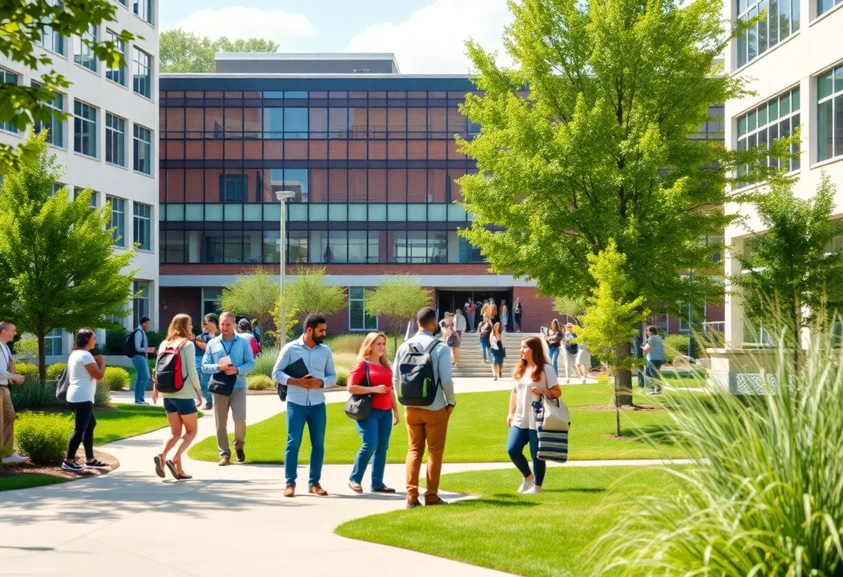 Students discussing on the University of Alabama campus