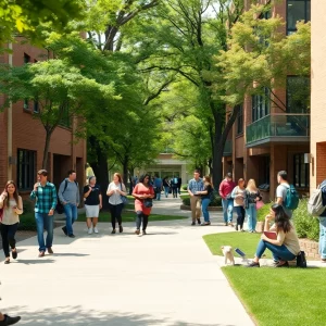 Students on the University of Alabama campus engaging in their studies.