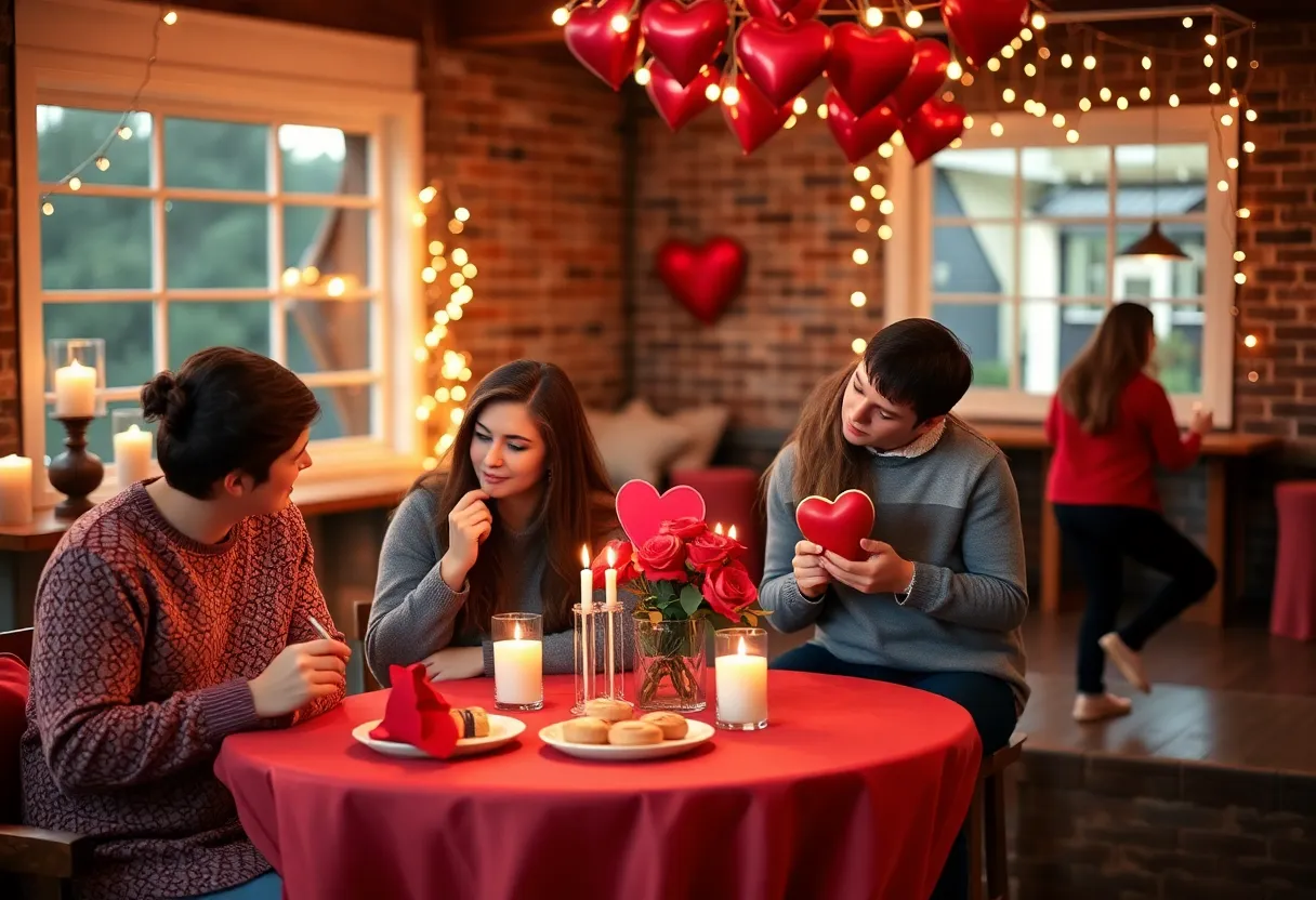 Couples enjoying Valentine's Day activities in Huntsville.