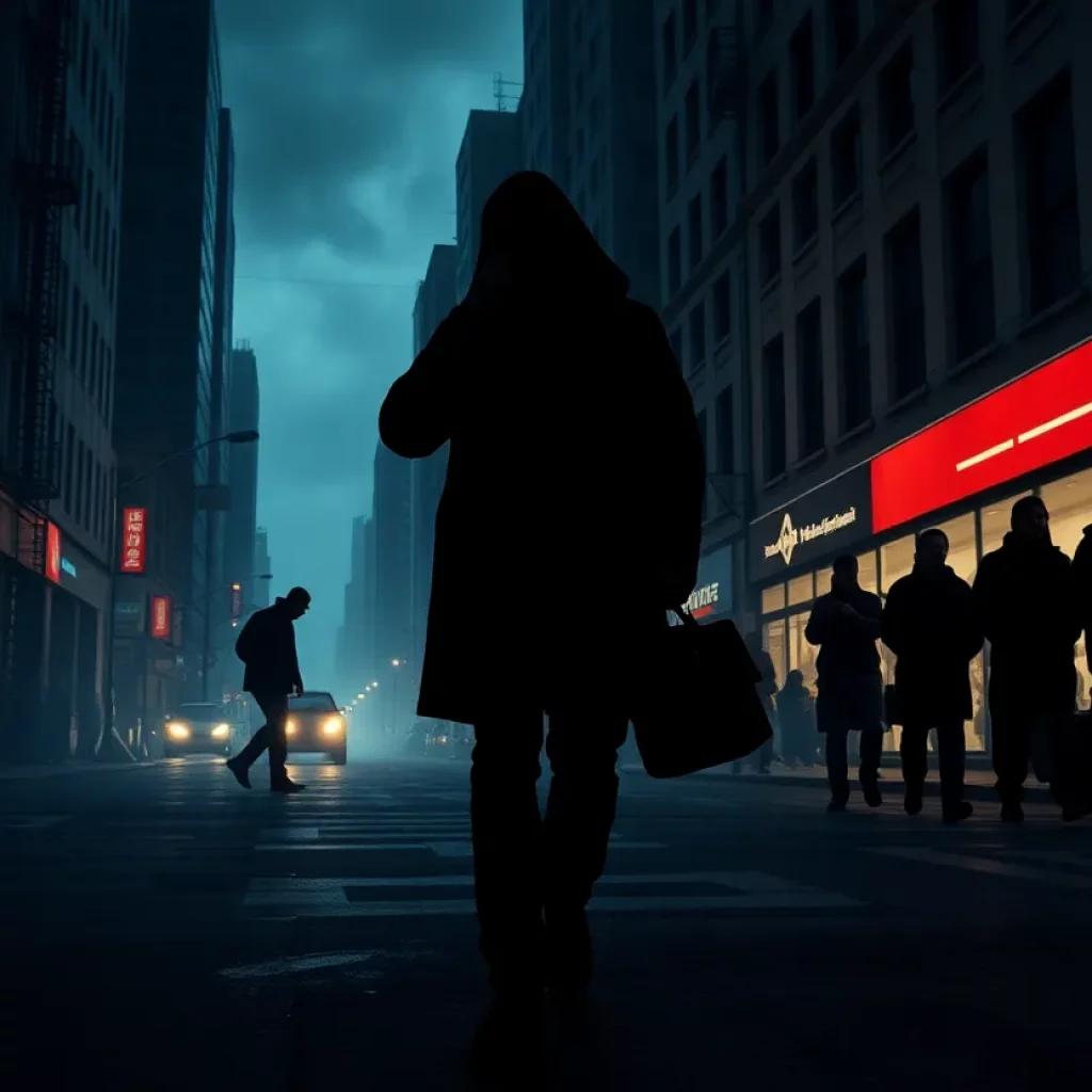 Dark urban landscape illustrating crime investigation related to cult activities.