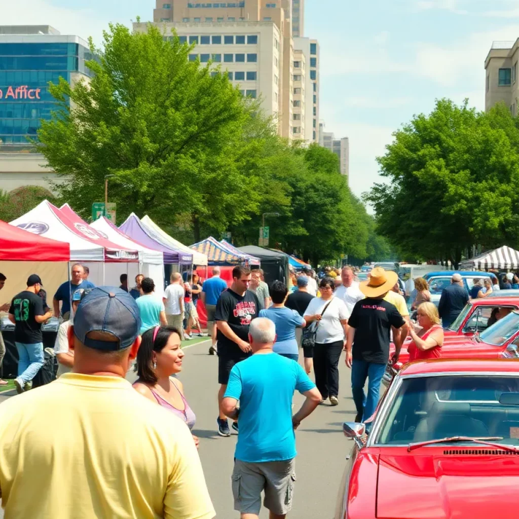 People enjoying weekend events in Huntsville, Alabama, with outdoor activities and live performances.