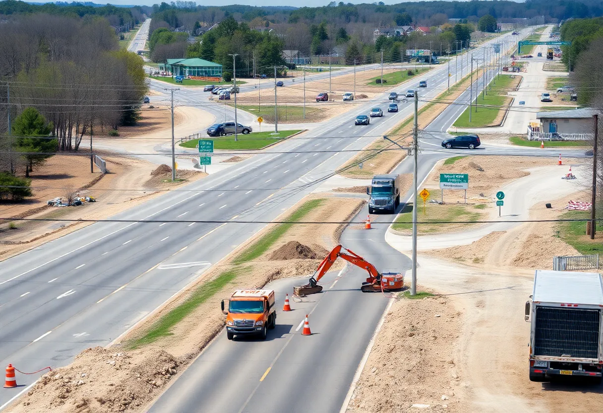 Construction work on Winchester Road as part of the widening project in Huntsville, AL.
