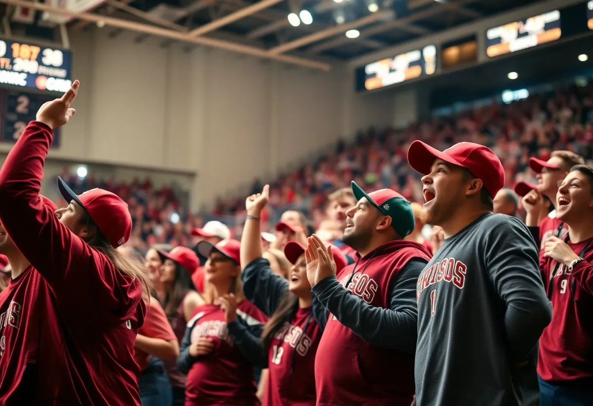 Excited Alabama Crimson Tide fans at March Madness