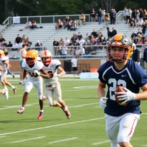 Alabama football team practicing on the field during spring practice