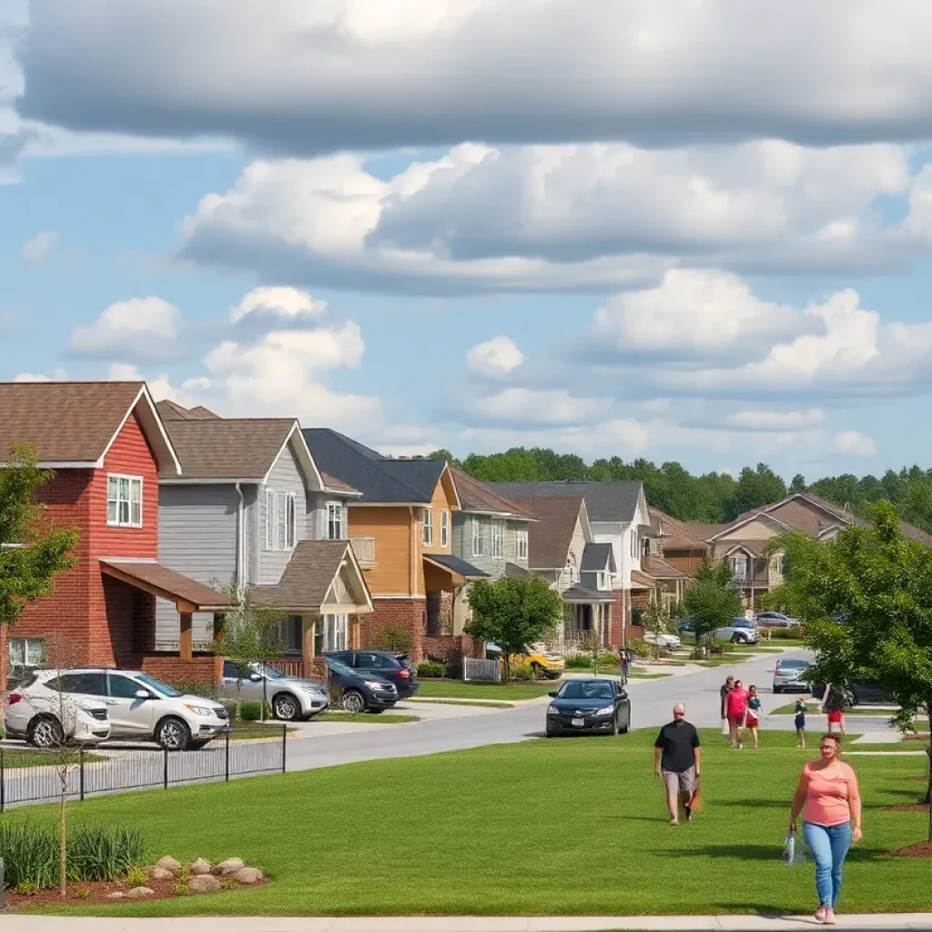 A bustling urban area in Alabama showing population growth.