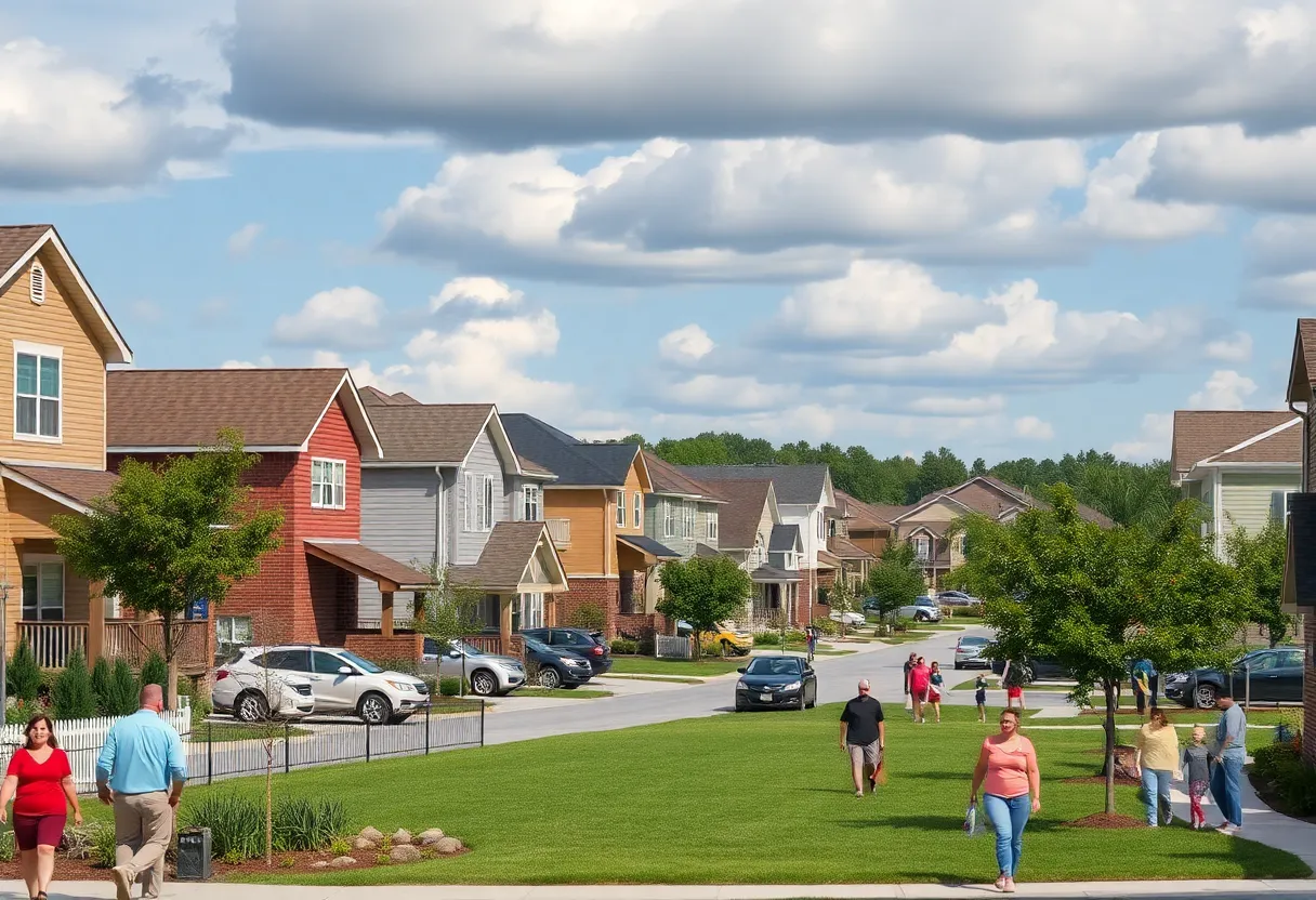 A bustling urban area in Alabama showing population growth.