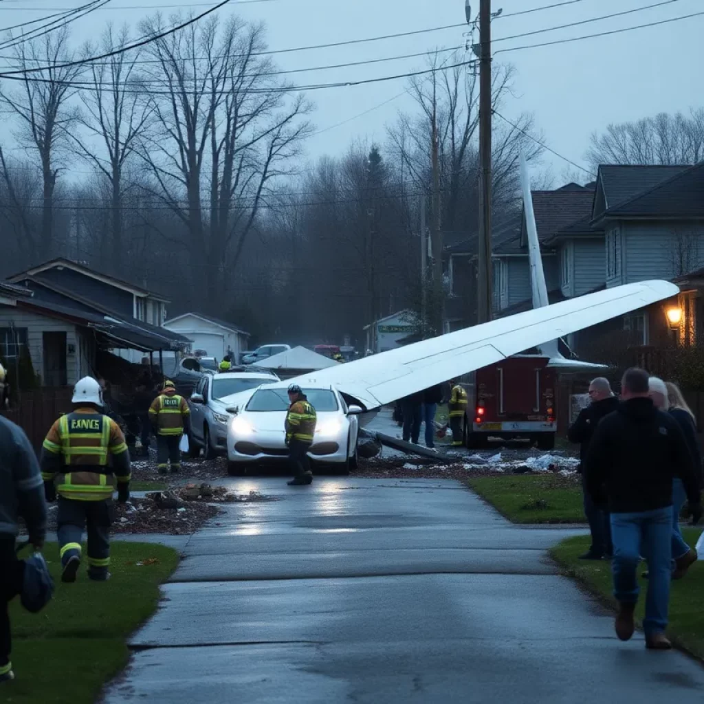 Scene of a plane crash into a home in Brooklyn Park with emergency responders on site.