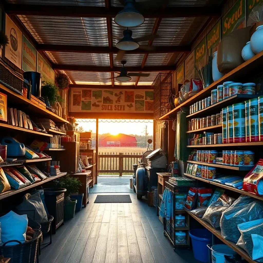 Closed storefront of C.T. Garvin Feed & Seed in Huntsville