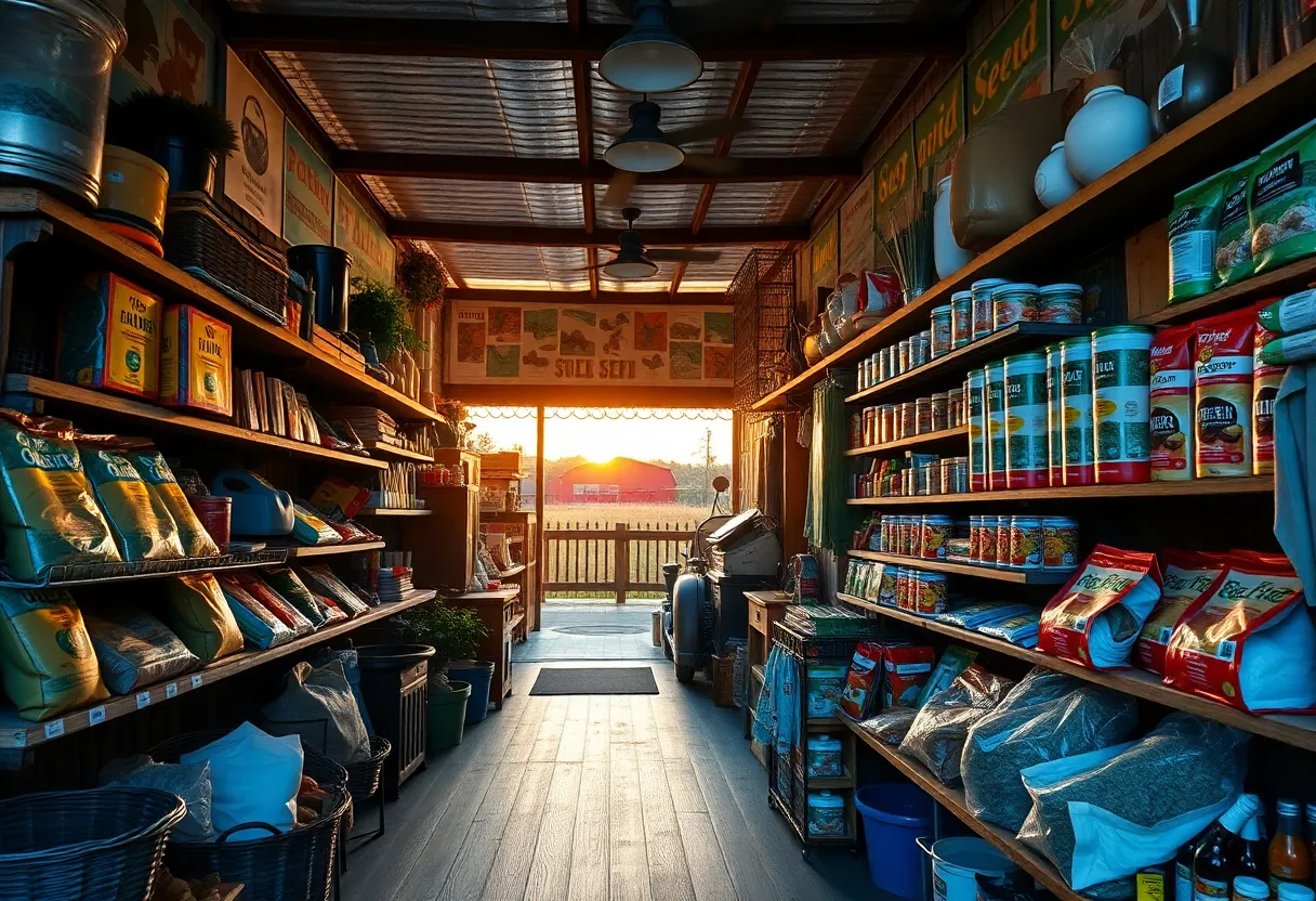 Closed storefront of C.T. Garvin Feed & Seed in Huntsville