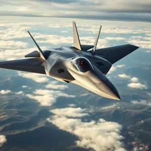 F-47 Fighter Jet soaring through the sky