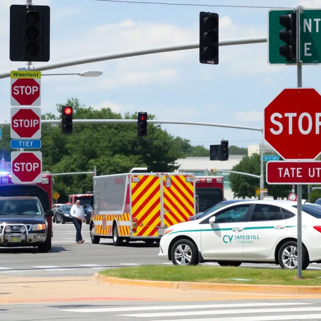 Scene of a traffic accident in Huntsville, Alabama