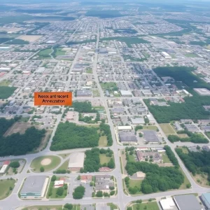 Aerial view of Huntsville highlighting new annexed areas