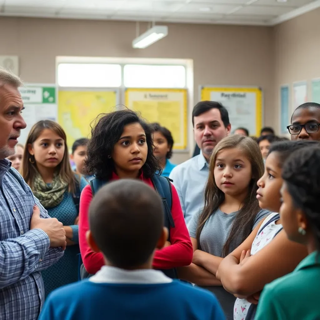 Parents discussing the closure of Huntsville College Preparatory School