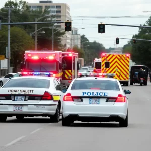 Police vehicles responding to an accident in Huntsville